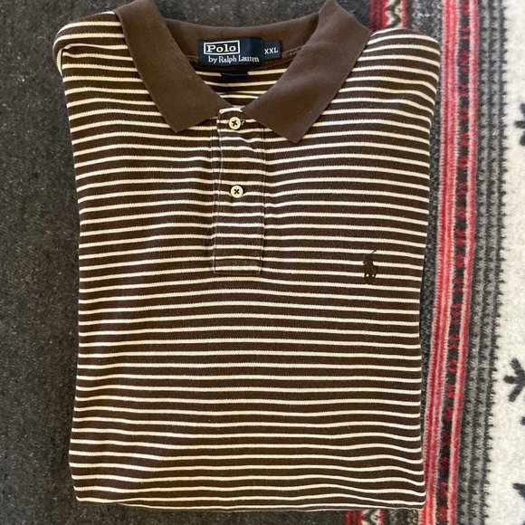 Polo Ralph Lauren Other - POLO RALPH LAUREN Horizontal Stripe Mesh Polo Shirt in Brown Size XXL $110